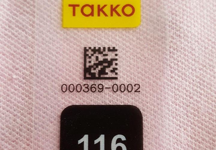 inotec Photo of Barcode RFD Texilkennzeichnung Takko Detail